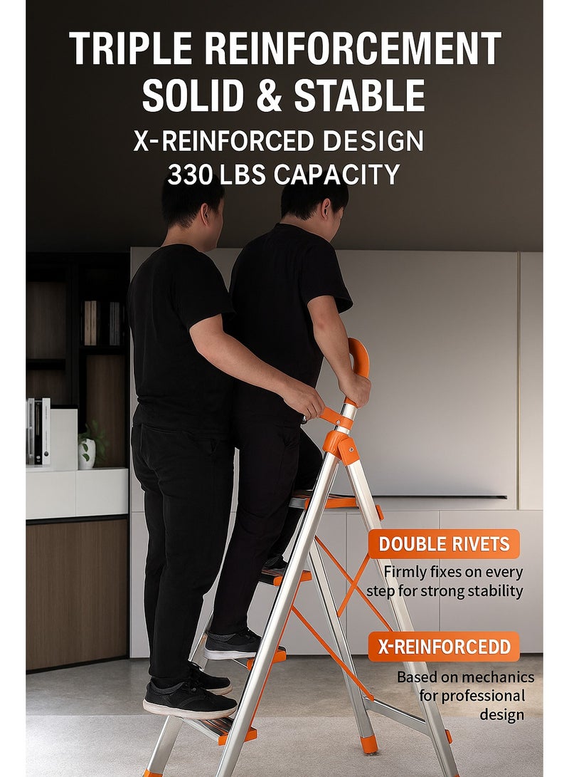 SUNRISE 5 Step Folding Aluminum Ladder Lightweight Anti Slip with Tool Hook for Home and Kitchen Use  - Image 4