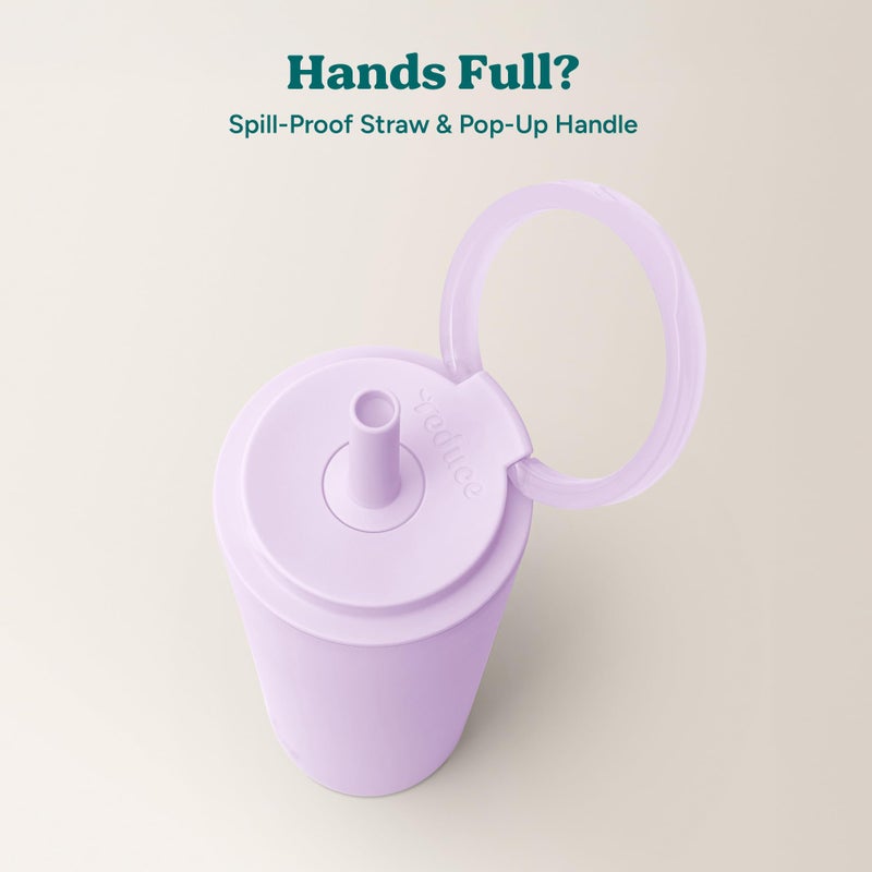 REDUCE Halo 24 oz Stainless Steel Vacuum Insulated Tumbler - Spill Proof Travel Mug with Flip Handle Lid - Keeps Drinks Cold for 32 Hrs - Dishwasher Safe - Cupholder Friendly - Lilac Bud - Image 5