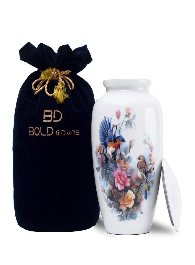 BOLD & DIVINE Birds & Floral Theme Cremation Urn | Human Ashes Adult Memorial urn, Burial, Funeral Cremation Urns (Large Urn) - Image 1