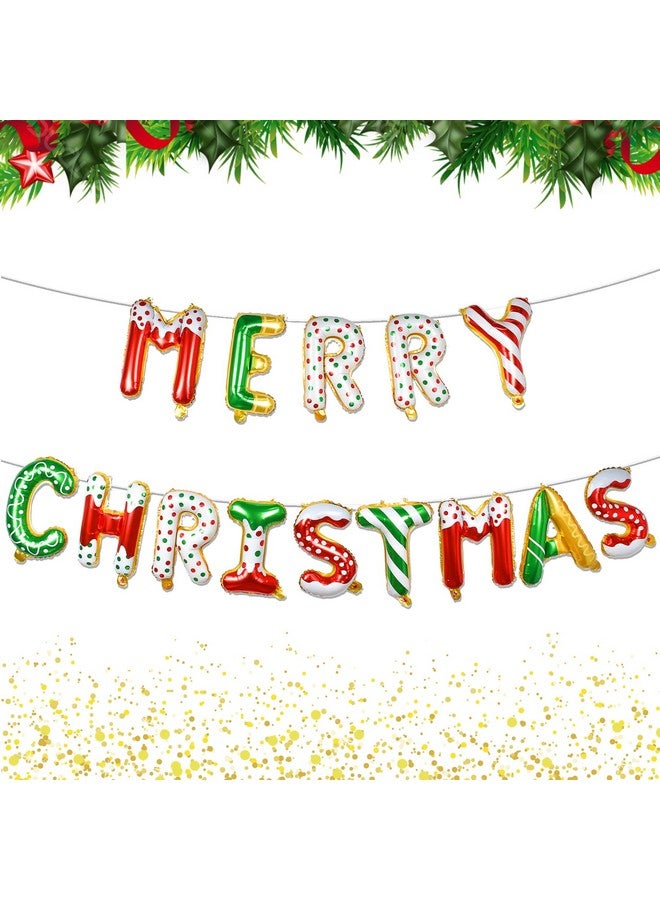 Tellpet Donut Merry Christmas Balloons Banner, Christmas Party Decorations - Image 1