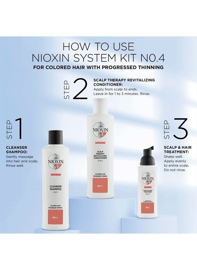 Nioxin - System 4 Scalp Cleansing Shampoo with Peppermint Oil, Treats Dry and Sensitive Scalp, Dandruff Relief and Anti-Hair Breakage, For Color Treated Hair with Progressed Thinning, 10.1 fl oz - Image 1