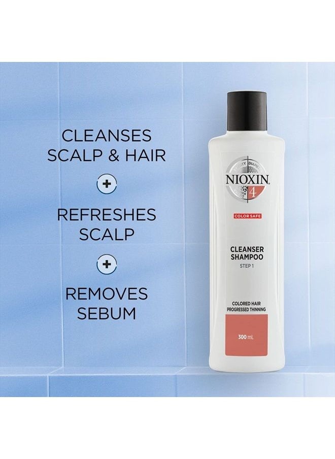 Nioxin - System 4 Scalp Cleansing Shampoo with Peppermint Oil, Treats Dry and Sensitive Scalp, Dandruff Relief and Anti-Hair Breakage, For Color Treated Hair with Progressed Thinning, 10.1 fl oz - Image 1