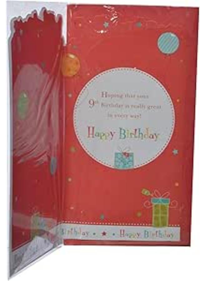 9th Birthday Greeting Card - Red