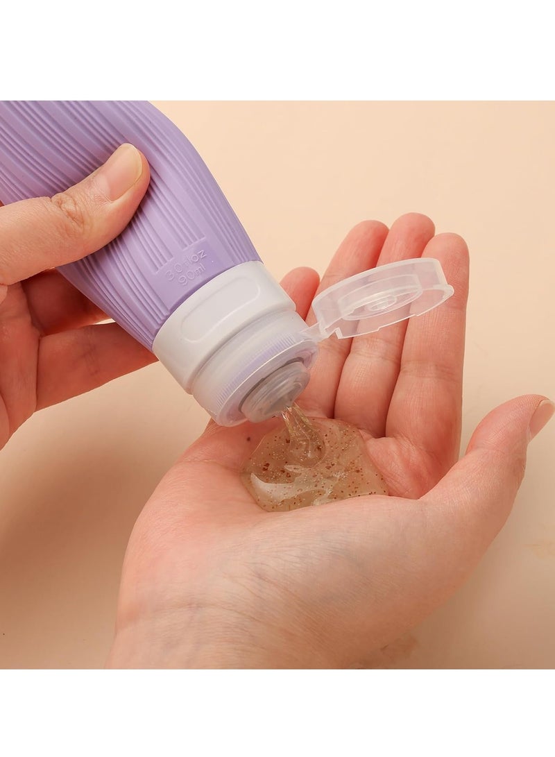 KASTWAVE 4Pcs Travel Bottles for Toiletries, Portable Travel Bottles, 3oz Leak Proof Travel Size Bottles, TSA Approved Travel Containers Jar, Squeezable Silicone Travel Size Containers, with Toiletry Bag - Image 2