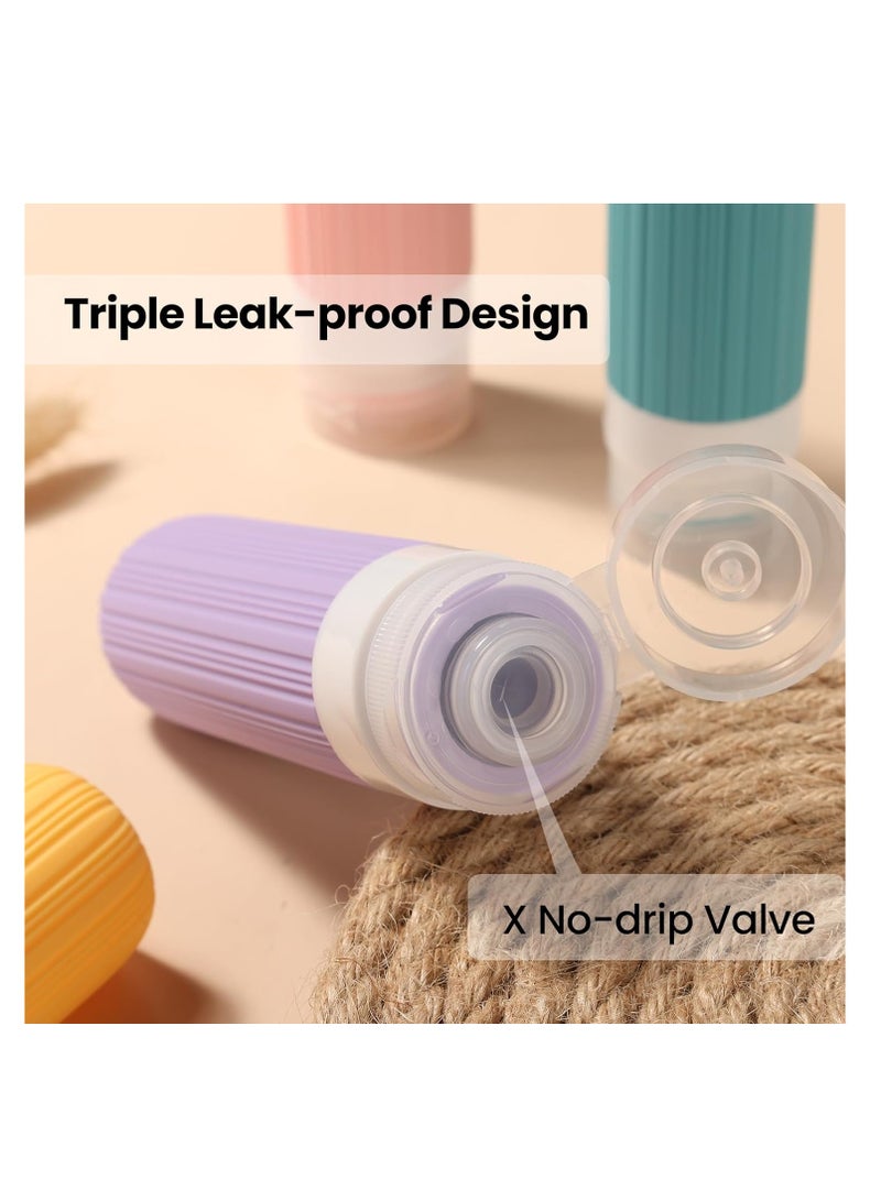 KASTWAVE 4Pcs Travel Bottles for Toiletries, Portable Travel Bottles, 3oz Leak Proof Travel Size Bottles, TSA Approved Travel Containers Jar, Squeezable Silicone Travel Size Containers, with Toiletry Bag - Image 3