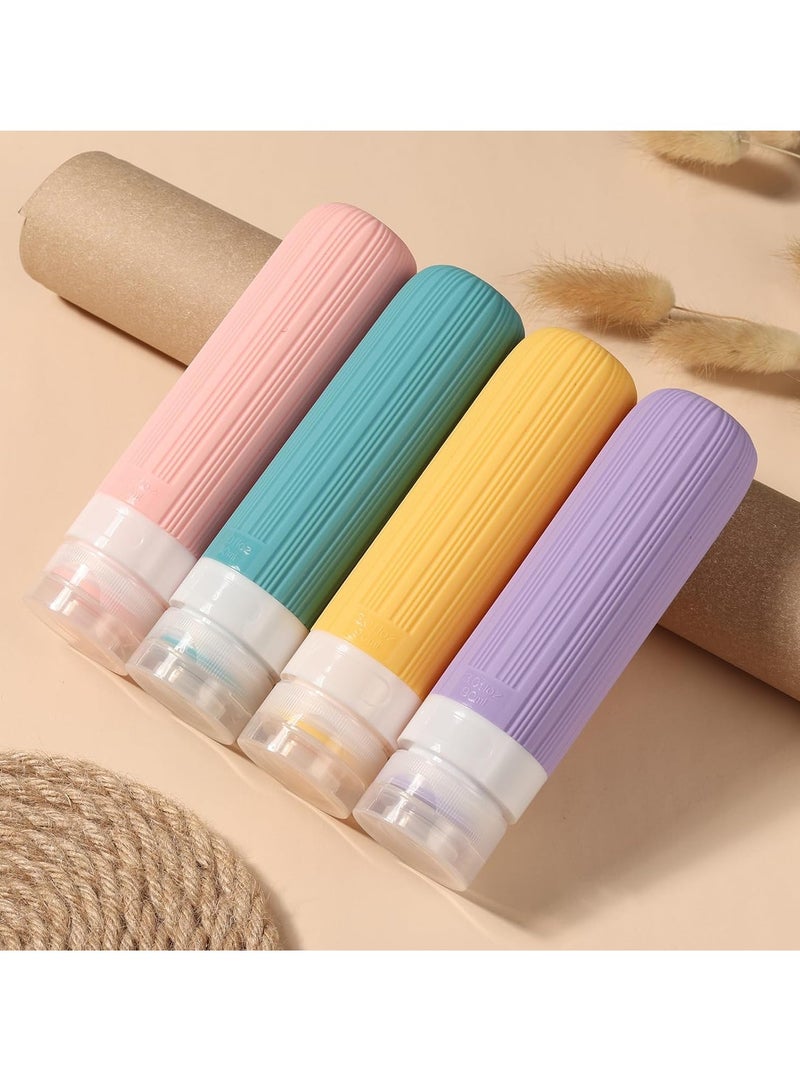 KASTWAVE 4Pcs Travel Bottles for Toiletries, Portable Travel Bottles, 3oz Leak Proof Travel Size Bottles, TSA Approved Travel Containers Jar, Squeezable Silicone Travel Size Containers, with Toiletry Bag - Image 5