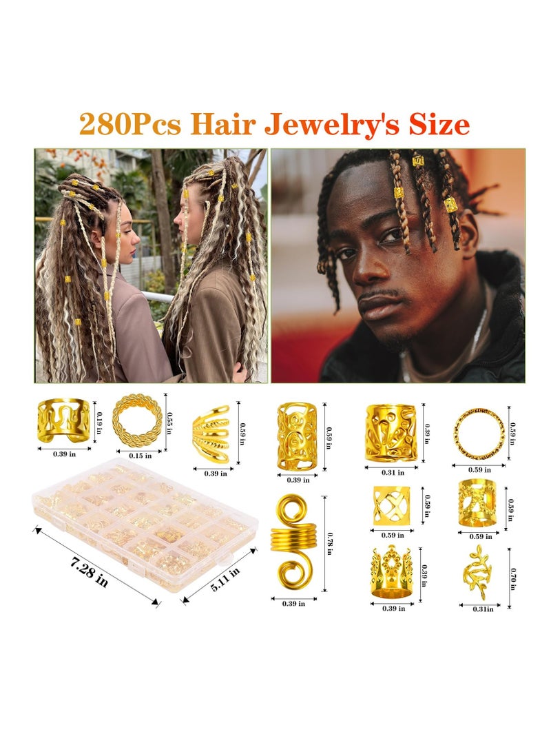general 280 Pcs Hair Jewelry for Braids, Gold Loc Jewelry for Hair Dreadlocks Braid Jewelry Accessories Metal Hair Rings for Braids Cuffs Braid Clips Jewelry Decorations for Women Girls Boys Unisex - Image 2