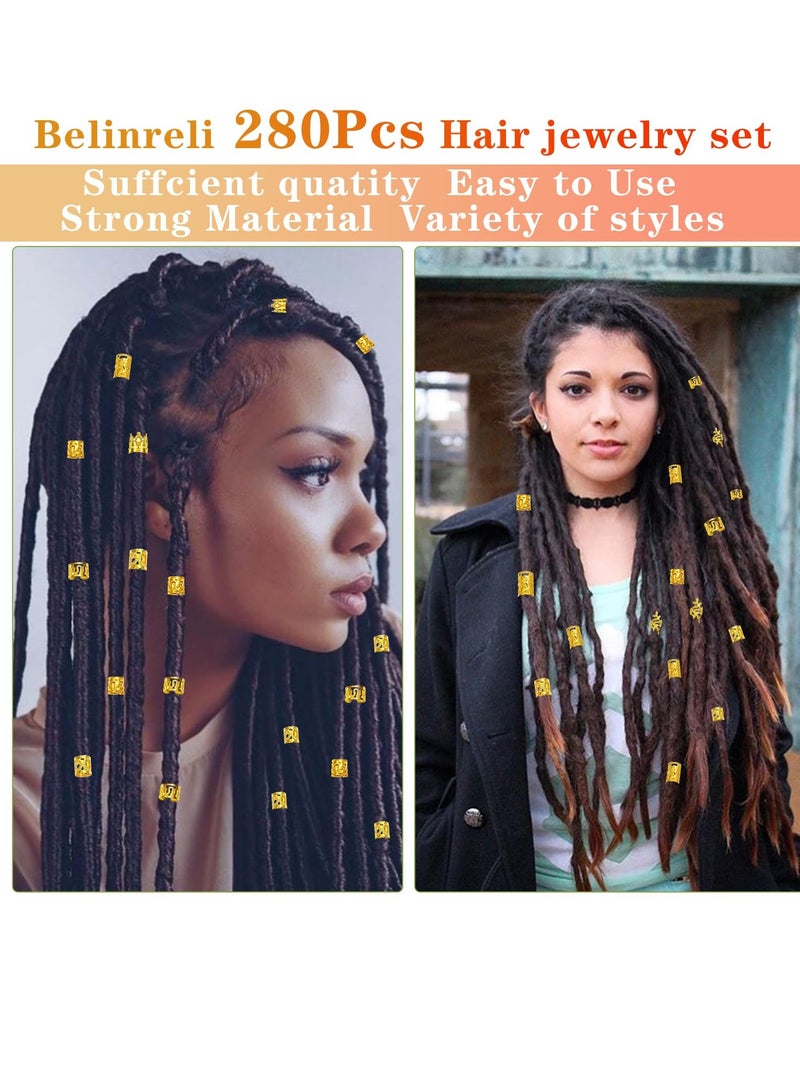 general 280 Pcs Hair Jewelry for Braids, Gold Loc Jewelry for Hair Dreadlocks Braid Jewelry Accessories Metal Hair Rings for Braids Cuffs Braid Clips Jewelry Decorations for Women Girls Boys Unisex - Image 5
