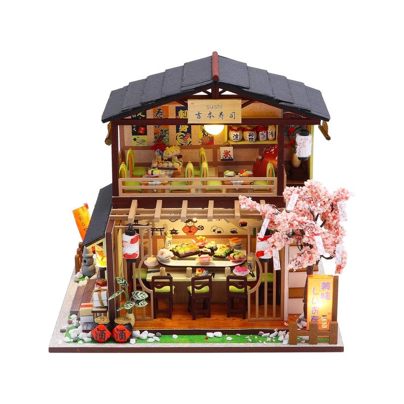 MAGQOO Miniature Dollhouse Kit DIY Dollhouse Kit DIY House Kit Wooden Mini Doll House Kit Creative Room with Dust CoverSushi - Image 3