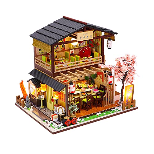 MAGQOO Miniature Dollhouse Kit DIY Dollhouse Kit DIY House Kit Wooden Mini Doll House Kit Creative Room with Dust CoverSushi - Image 5