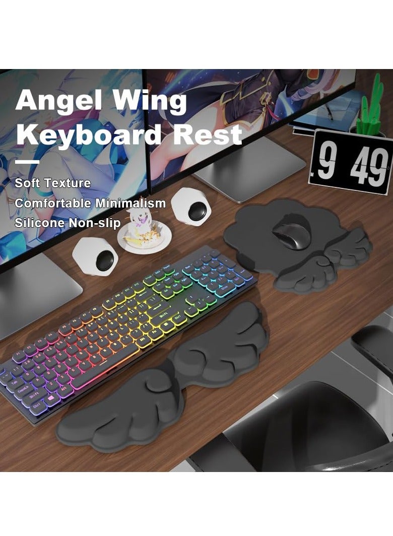 Excefore Wrist Rest for Keyboard & Mouse, Set of 2 Memory Foam Wings Palm Rest Keyboard with Non-Slip Base, Ergonomic Cloud Arm Rest Keyboard for Easy Typing Pain Relief for Gaming/Laptop - Image 4
