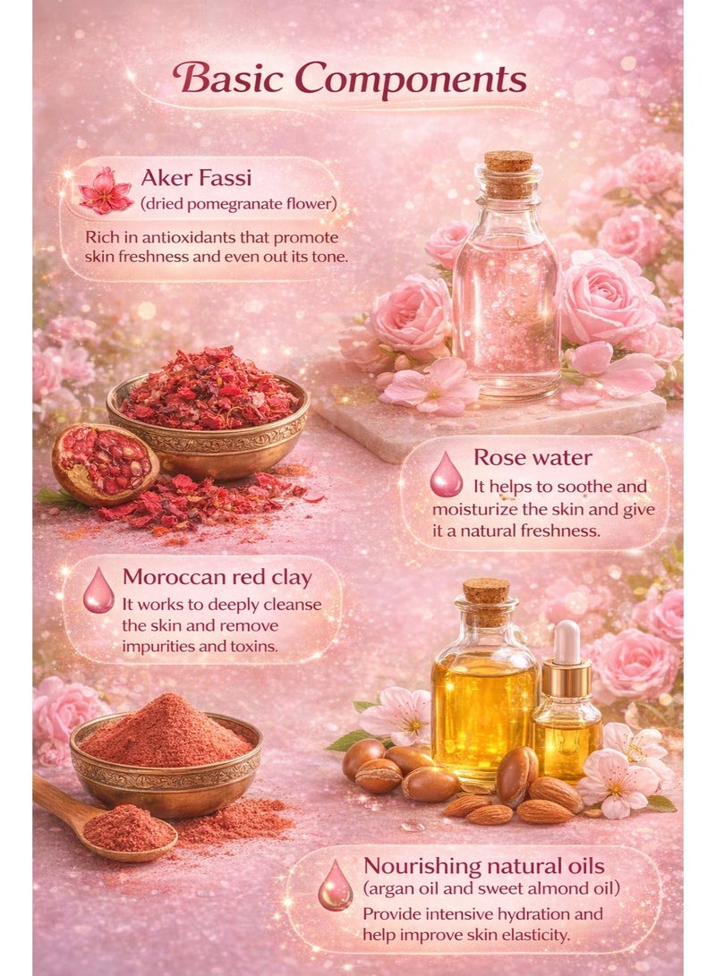 كويت شوب صابونة العكر الفاسي مع الطين الأحمر المغربي وماء الورد – لتفتيح وترطيب البشرة – 500 جم - Image 3