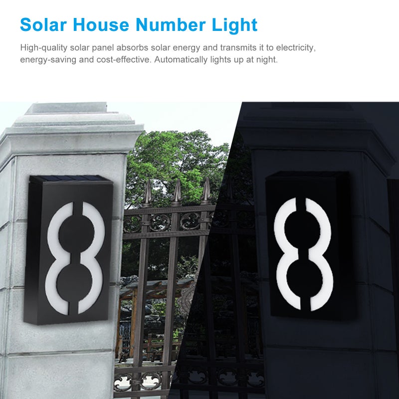 Solar House Number Light LED Illuminated Address Plaque for Houses Address Numbers Solar Powered LED Address Sign for Home Villa Yard Street - Image 3