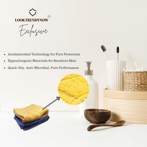 LookTrendyNow Super Soft Lint Free Quick Dry Gym Towel Essence (Yellow Dark Blue) |41X61 cms| (Pack of 2) - Image 4