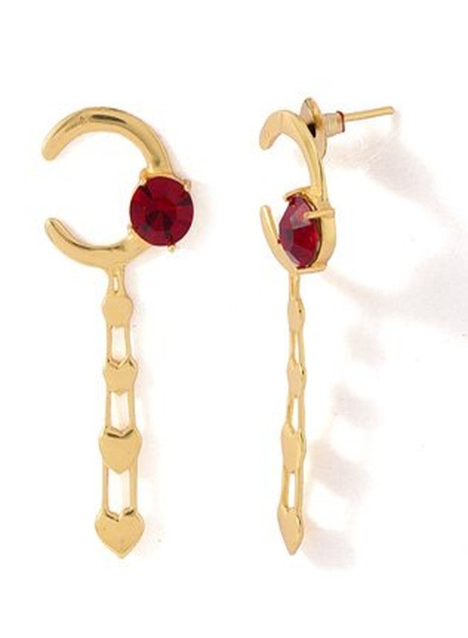 Voylla Dangler Earrings for Women (Golden) (8907275561057) - Image 2