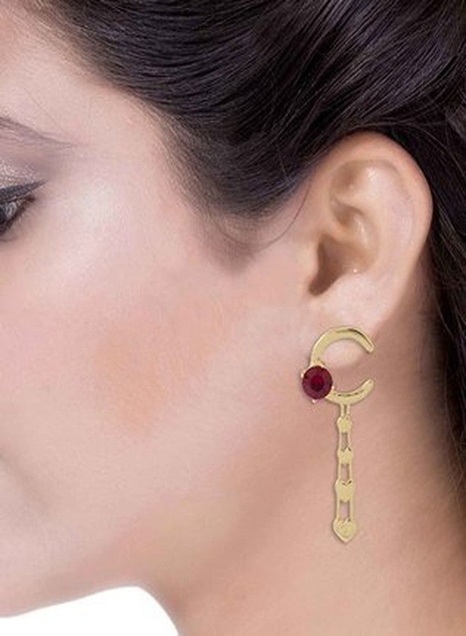 Voylla Dangler Earrings for Women (Golden) (8907275561057) - Image 3