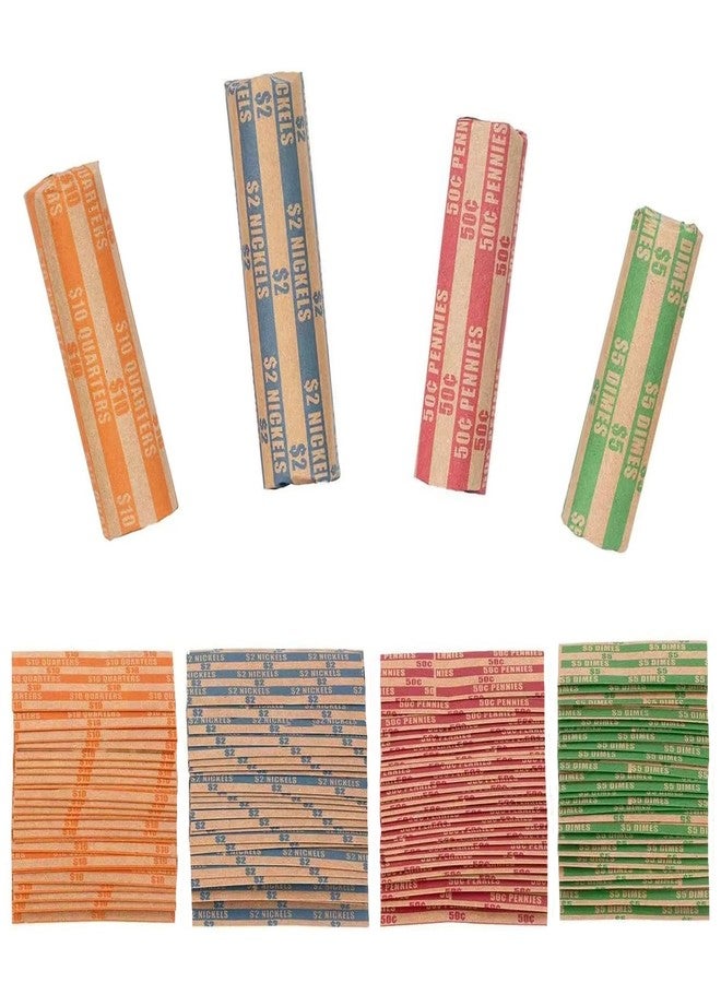 Sumerfnt Coin Wrappers 100 Assorted, Flat Coin Rolls Wrappers, Including 30 Quarters, 30 Pennies, 20 Dimes, 20 Nickels - Image 1
