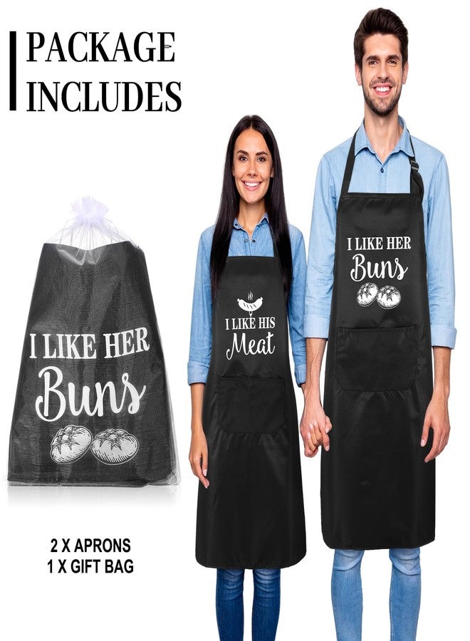 Chuarry 2 Pcs His and Her Aprons for Couple Gift Wedding Anniversary Matching Couple Kitchen Apron with Adjustable Neck Strap(Meat and Buns) - Image 3