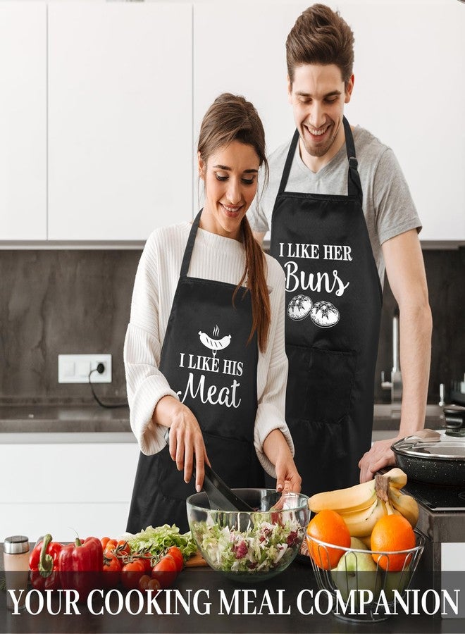 Chuarry 2 Pcs His and Her Aprons for Couple Gift Wedding Anniversary Matching Couple Kitchen Apron with Adjustable Neck Strap(Meat and Buns) - Image 2