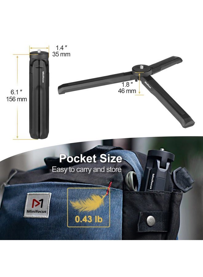 MINIFOCUS Metal Desktop Tripod Stand for Gimbal Stabilizer DSLR Camera and Monopod, Aluminum Tabletop Handheld Tripod with 1/4'' and 3/8'' Screw - Image 4