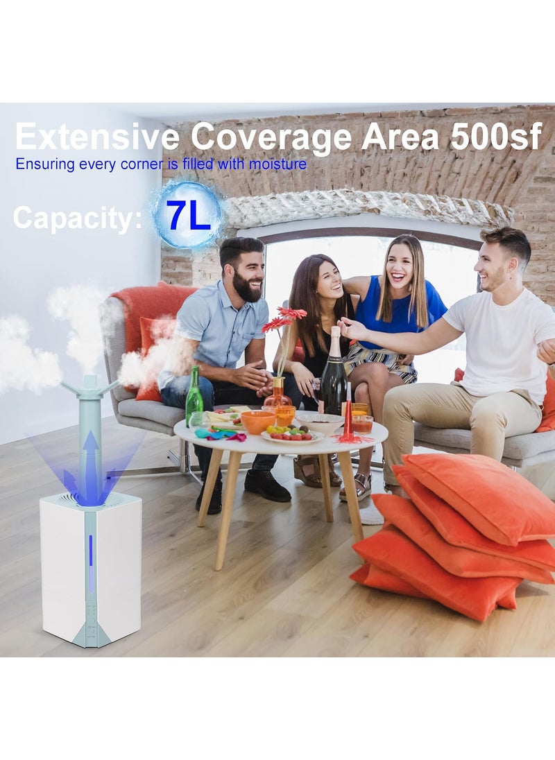 Gnanishwa Gnanishwa 7L Cool Mist Humidifier for Bedroom Large Room and Plants Top Fill Design with Essential Oil Diffuser Timer Nightlight and Adjustable Mist White  - Image 4