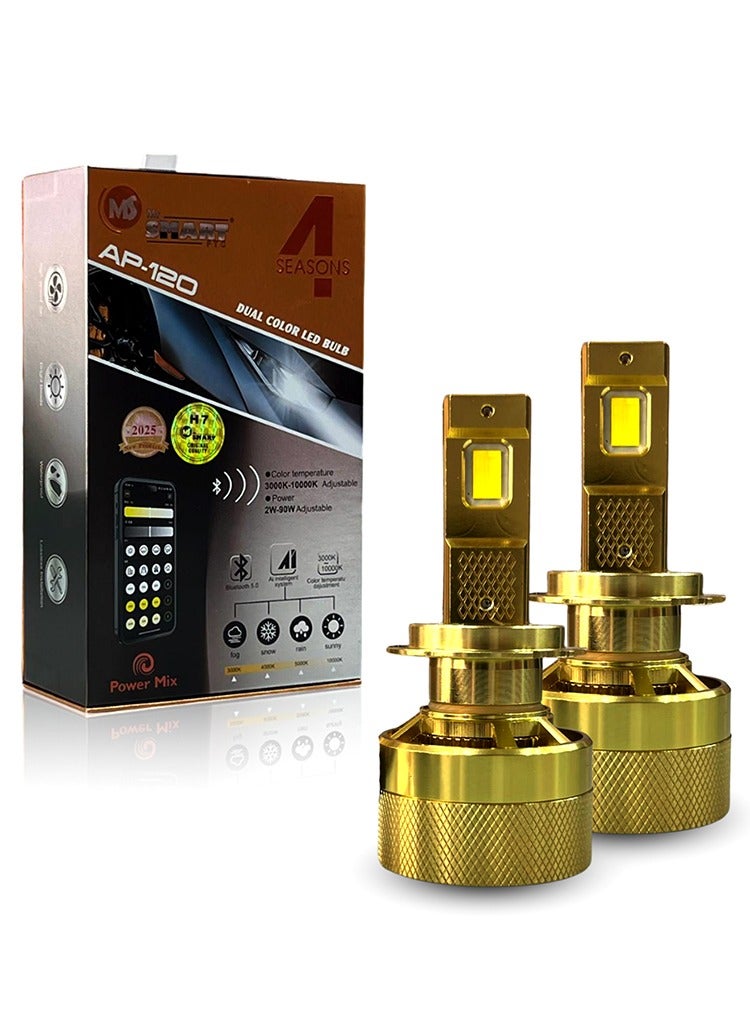 MR.SMART Mr Smart LED Headlight Bulbs AP-120, Bluetooth 5.0, Adjustable 3000K-10000K Colour Temperature, 2W-90W Power  - Image 1