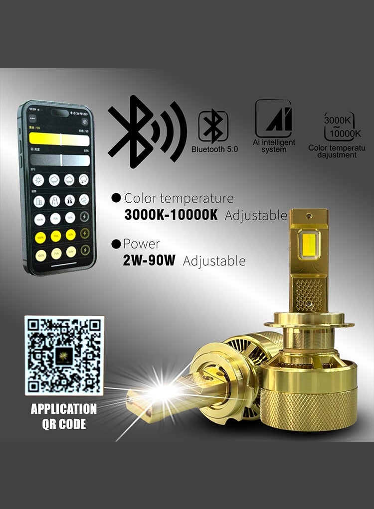 MR.SMART Mr Smart LED Headlight Bulbs AP-120, Bluetooth 5.0, Adjustable 3000K-10000K Colour Temperature, 2W-90W Power  - Image 5
