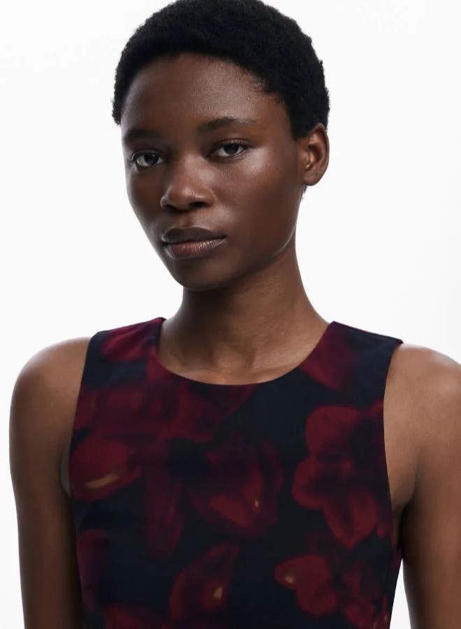DESIGUAL black and red floral Ruched Pinafore Dress for Women | Best Price UAE