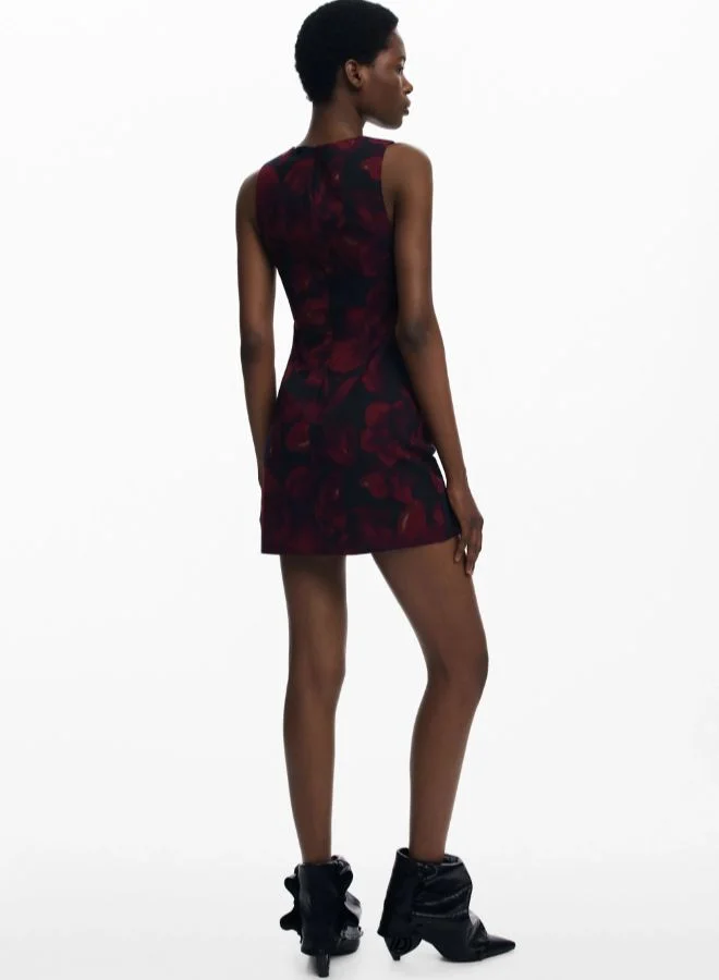 DESIGUAL black and red floral Ruched Pinafore Dress for Women | Best Price UAE