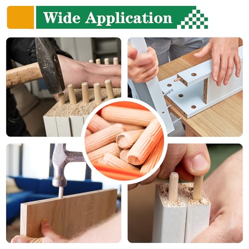 Tanbupu 255Pcs 8 Values Wood Dowels Kit 1/4" 5/16" 3/8", Wooden Dowel Pins, Fluted Wood Dowels Rods for Crafts, Furniture, DIY Manual - Image 5