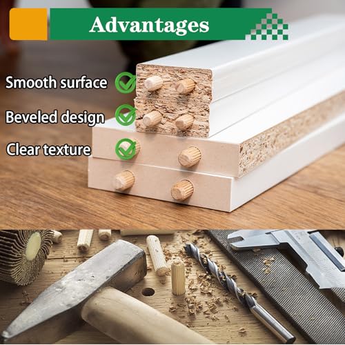 Tanbupu 255Pcs 8 Values Wood Dowels Kit 1/4" 5/16" 3/8", Wooden Dowel Pins, Fluted Wood Dowels Rods for Crafts, Furniture, DIY Manual - Image 4