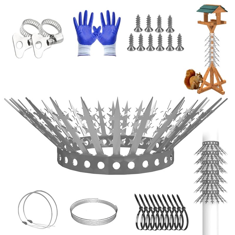 Bublador Bird Squirrel Spikes and Squirrel Proof Bafflefor Bird Feeders and PoleOutside FenceWallTreeDrainpipesDeterrent Effective Against PigeonsRaccoonsMice and Cats80 inches - Image 2