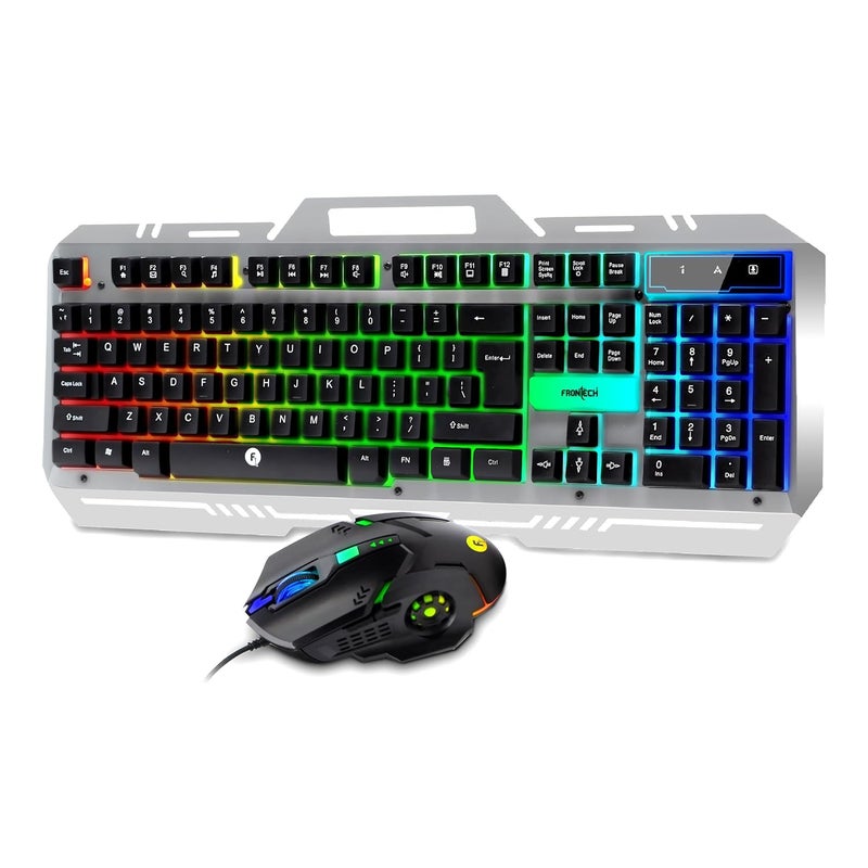 FRONTECH Wired Super Design Gaming Keyboard and Optical Mouse Combo with RGB Backlight Effects| 104 Membrane Keys | USB Plug & Play | Ergonomic & Comfortable Design (KB-0039, Black) - Image 1