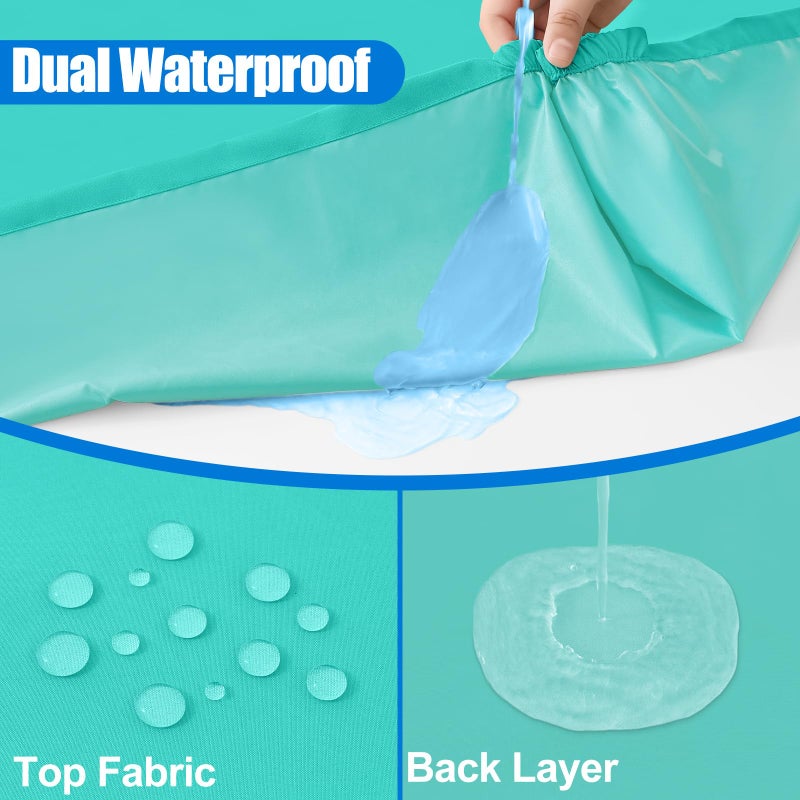 Spotjoy Rectangle Picnic Table Cloth  Waterproof Elastic Fitted Tablecloths  Washable Polyester Table Cover for Camping  Indoor and Outdoor (Aqua  24""x48"") - Image 2