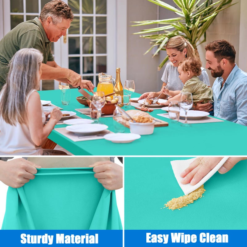 Spotjoy Rectangle Picnic Table Cloth  Waterproof Elastic Fitted Tablecloths  Washable Polyester Table Cover for Camping  Indoor and Outdoor (Aqua  24""x48"") - Image 4