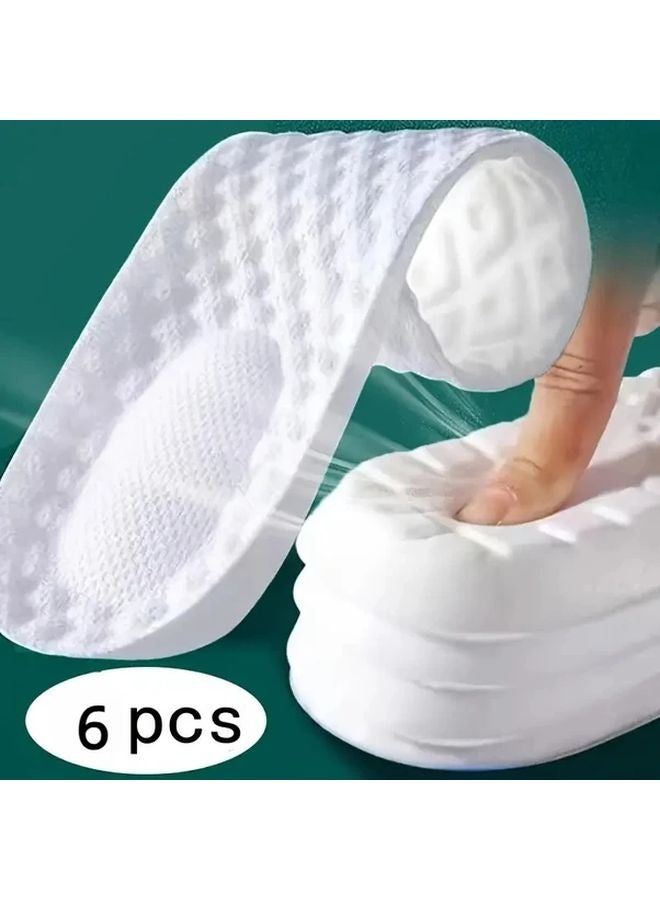 Ultra Soft Shock Absorbing Running Basketball Insoles Arch Support 6Pcs White EU35 36 - Image 1
