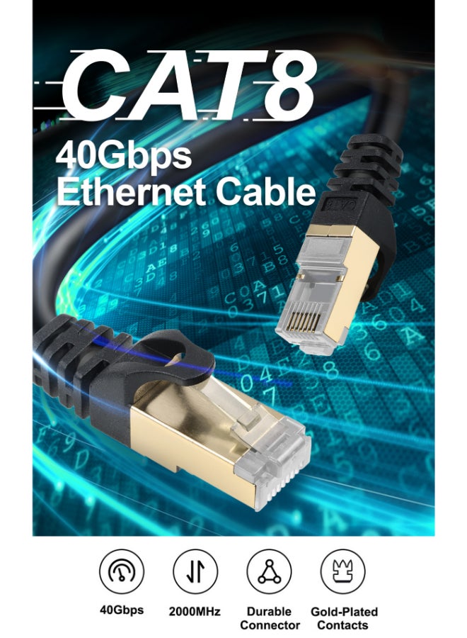 Datazone Cat8 5M Ethernet Cable High Speed 40Gbps 2000MHz Compatible with Gaming Switch PC PS5 PS4 Xbox Modem Router WIFI Extender Patch Panel Black - Image 4