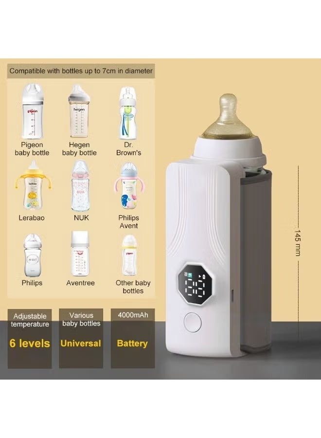 سخان زجاجات حليب أطفال محمول، بشاشة LED، 6 درجات حرارة، سخان سفر عالمي لحليب الأم والحليب الصناعي - Image 1
