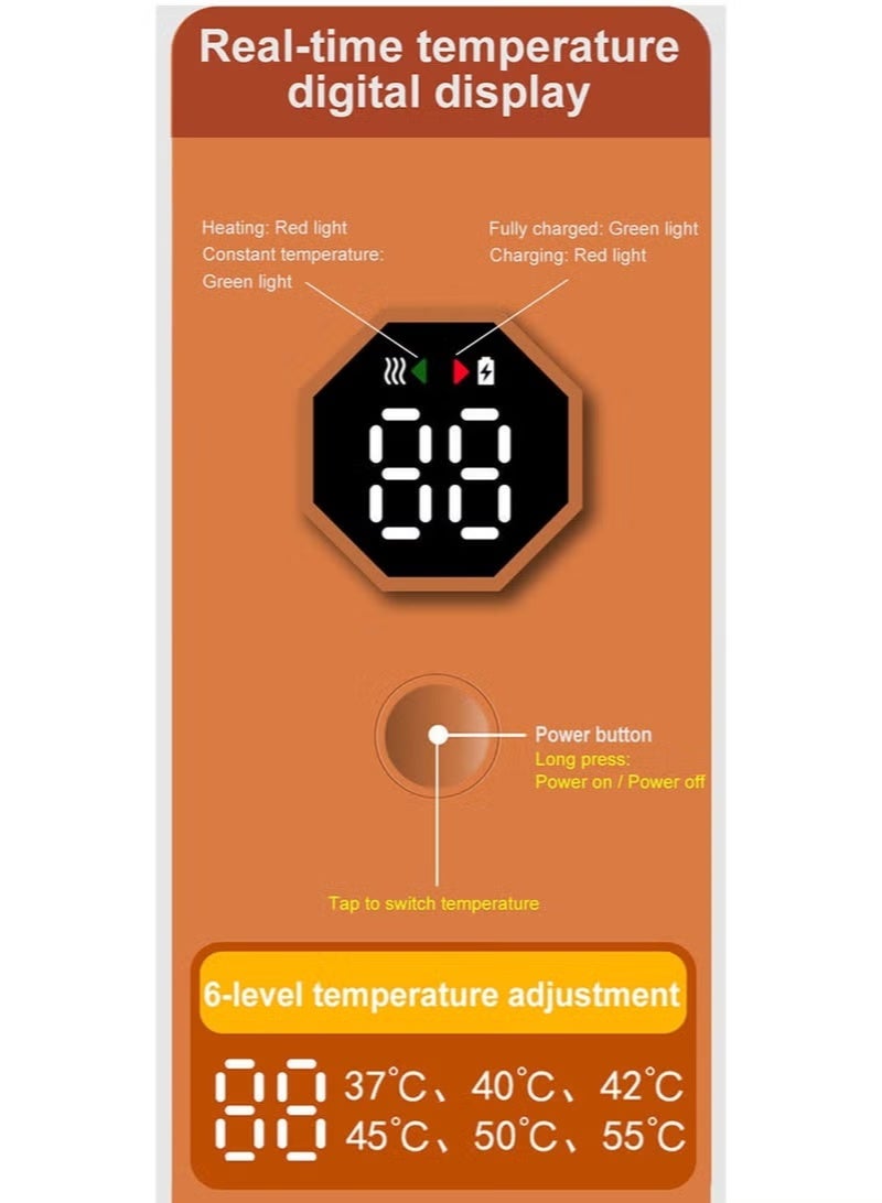 سخان زجاجات حليب أطفال محمول، بشاشة LED، 6 درجات حرارة، سخان سفر عالمي لحليب الأم والحليب الصناعي - Image 3