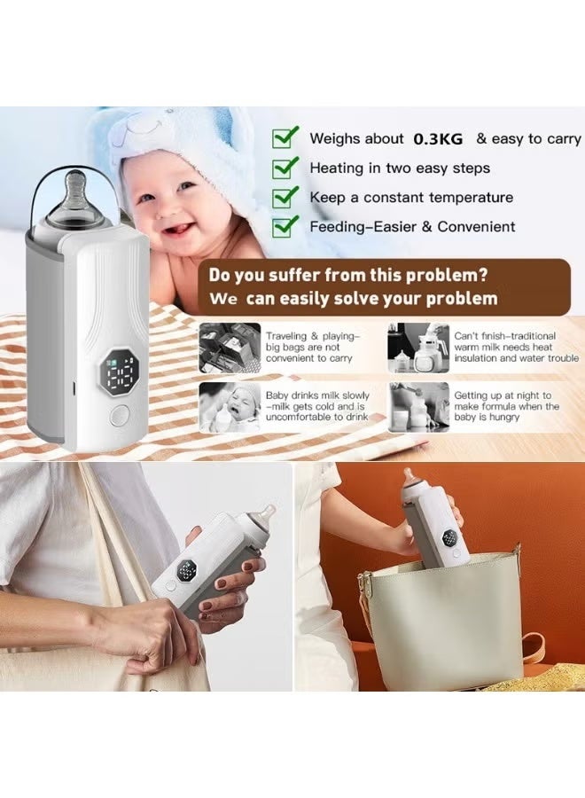 سخان زجاجات حليب أطفال محمول، بشاشة LED، 6 درجات حرارة، سخان سفر عالمي لحليب الأم والحليب الصناعي - Image 5