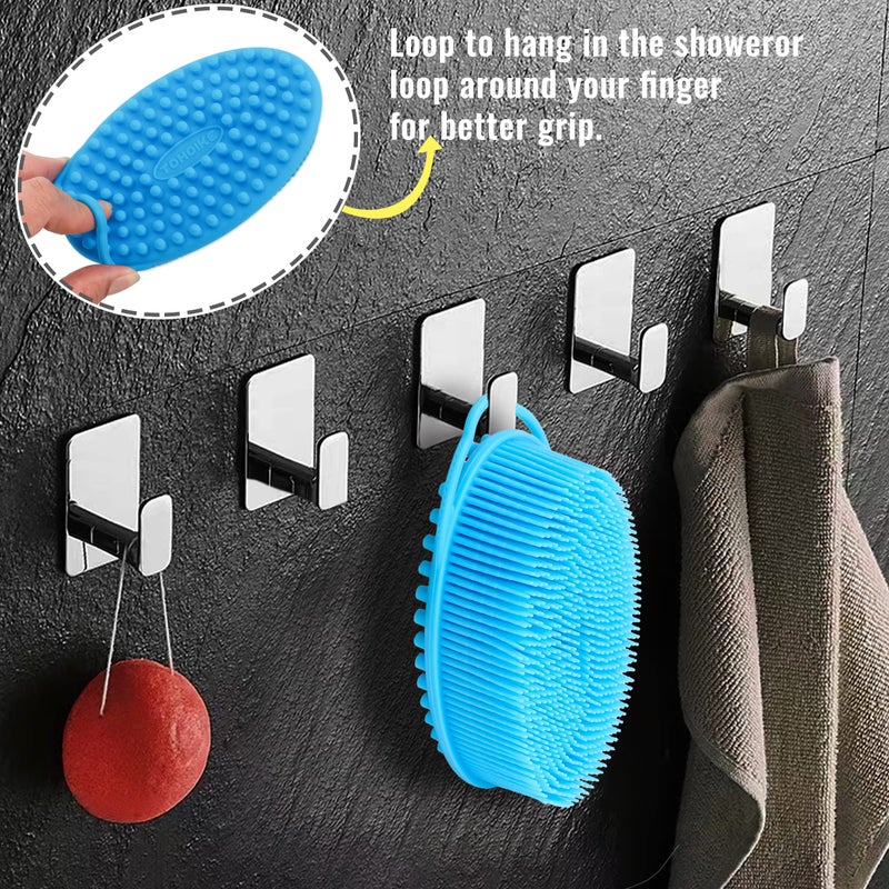 TDHDIKE Set of 3 Silicone Body Scrubber Loofah Soft Exfoliating Body Bath Shower Scrubber Loofsh Brush (Black+Gray+Blue 010) - Image 5
