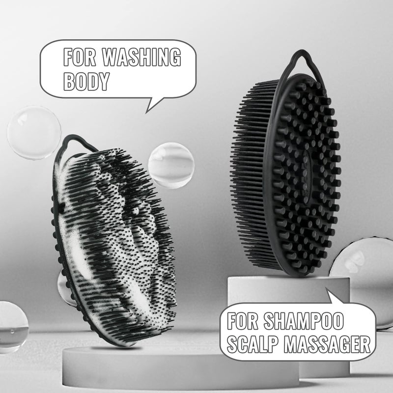 TDHDIKE Set of 3 Silicone Body Scrubber Loofah Soft Exfoliating Body Bath Shower Scrubber Loofsh Brush (Black+Gray+Blue 010) - Image 3