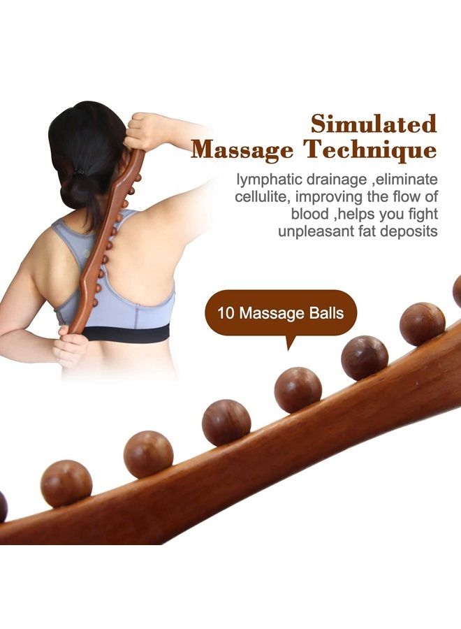 Wood Therapy Massage Tools, 21 inch Lymphatic Drainage Massager, Handheld Massage Stick & Wood Therapy Tools for Neck and Back Pain Stomach Body Shaping Anticellulite Leg