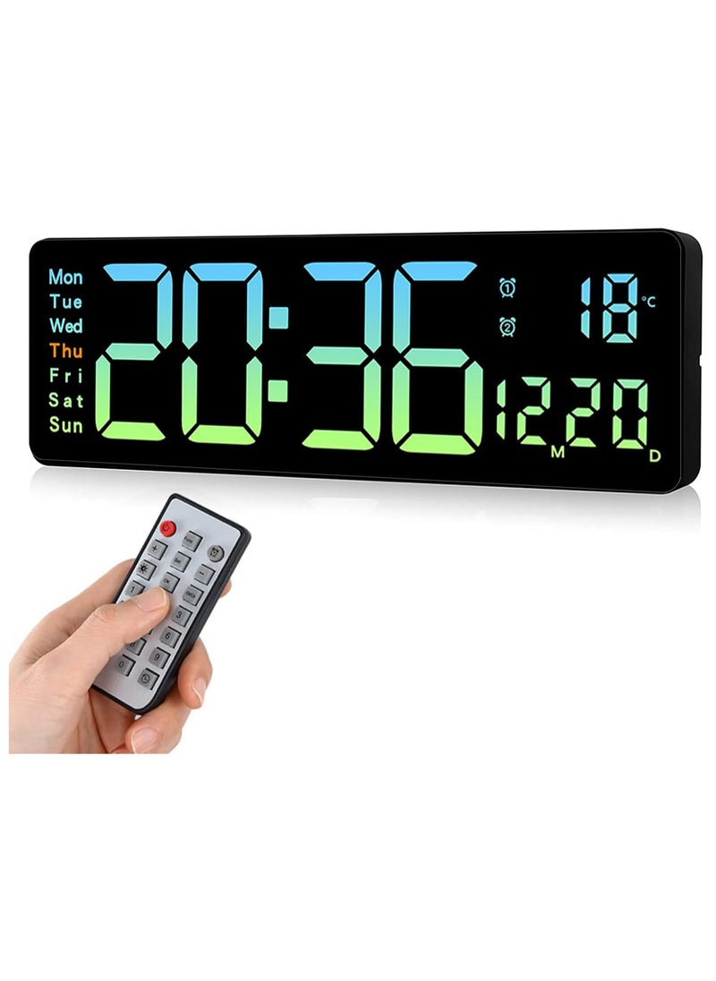 ARNOTEC Digital Wall Clock Large Display, 16.2 Inch Large Wall Clocks, Modern LED Digital Clock with Remote Control for Living Room Decor, Automatic Brightness Dimmer Big Clock with Date Week Temperature  - Image 1