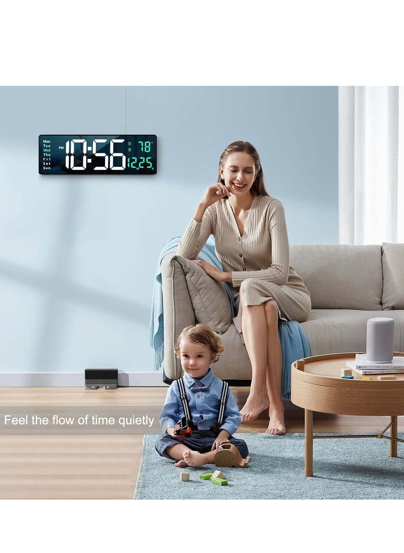 ARNOTEC - Digital Wall Clock Large Display, 16.2 Inch Large Wall Clocks, Modern LED Digital Clock with Remote Control for Living Room Decor, Automatic Brightness Dimmer Big Clock with Date Week Temperature - Image 1