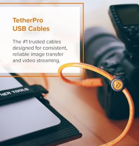 Tether Tools TetherPro USB 2.0 to Mini-B 8-Pin Cable | for Fast Transfer Between Camera and Computer | High Visibility Orange | 15 Feet (4.6 m) - Image 4