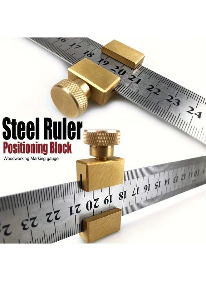 كتلة تموضع مسطرة الصلب الذهبية 2 قطعة قبضة ملمس أدوات توجيه خط النجارة - Image 2