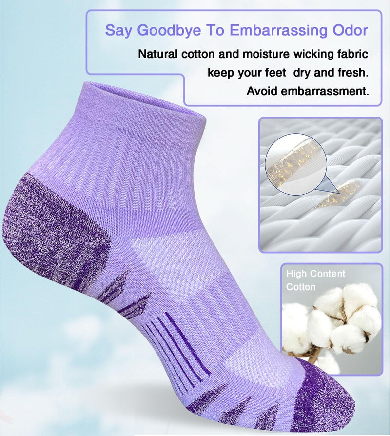 Heyoboy Womens Ankle Anti-blister Thick Cushioned Cotton Wicking Hiking Athletic Running Socks 5 Pairs - Image 5