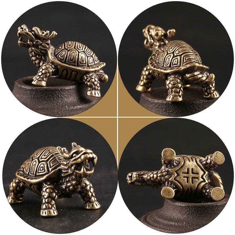 2pcs Antique Style Adornments Dragon Turtle Desktop Ornaments - Image 2