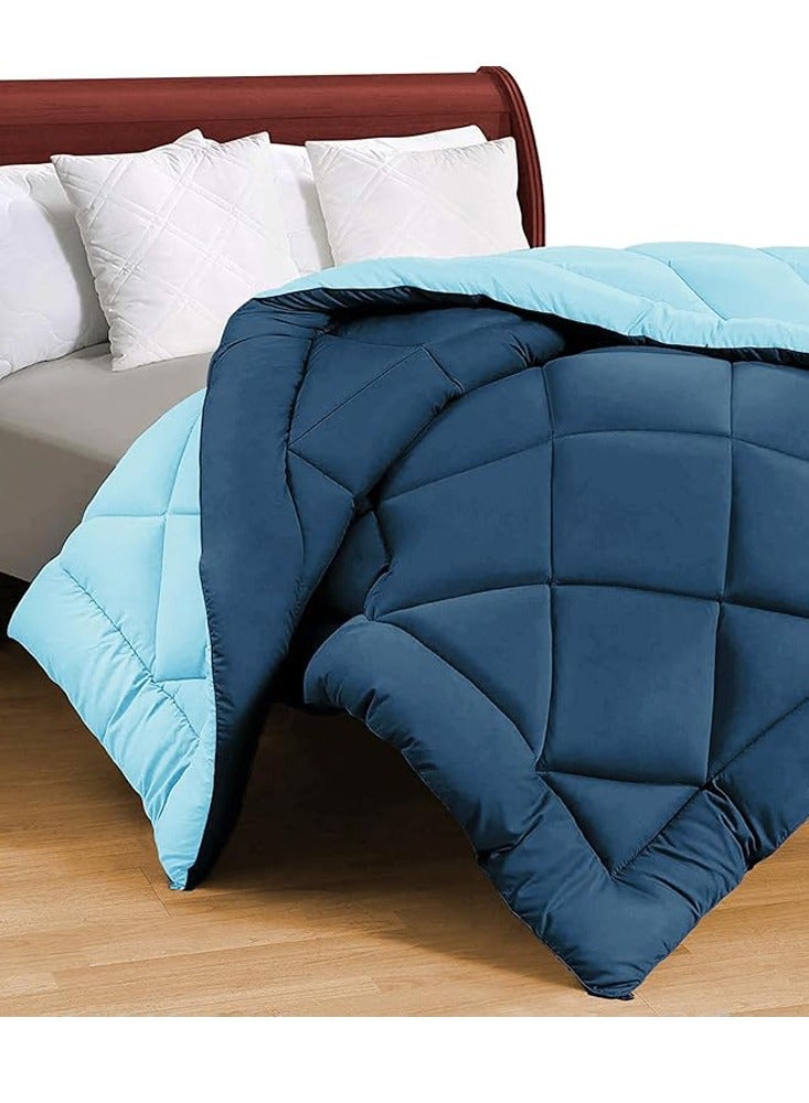 BSB HOME 220 جرام لكل متر مربع لحاف صيفي عاكس من الألياف الدقيقة | لحاف مزدوج الحجم من 3 طبقات لجميع الفصول (220 سم × 240 سم، رمادي أزرق) - Image 1
